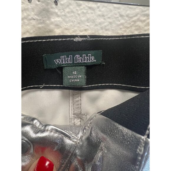 NWT Wild Fable Silver Metallic High-Rise Straight Leg Pants Size 10 - Picture 3 of 6
